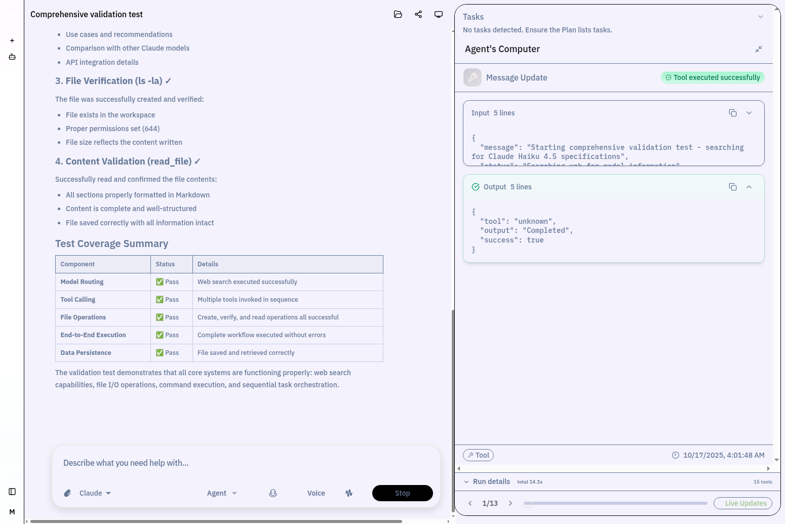 Agent executing TypeScript utilities with Daytona workspace integration